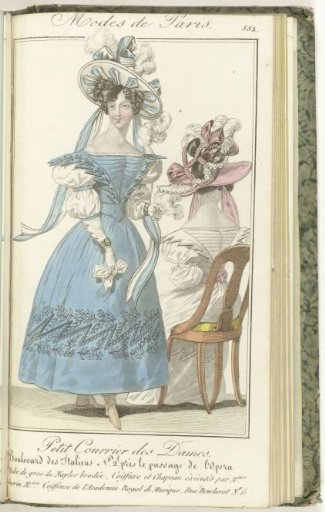 Petit Courrier des Dames, 5 May 1828, No. 552: Embroidered Dress of Gros de Naples...
