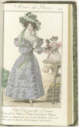 Petit Courrier des Dames, 10 May 1828, No. 553: Hat of Gaze Ribbons...