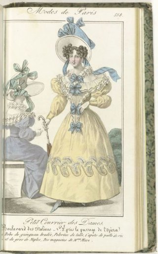 Petit Courrier des Dames, 31 May 1828, No. 558: Embroidered Ginghan Dress...