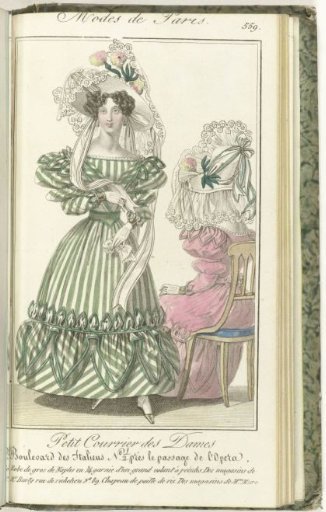 Petit Courrier des Dames, 5 June 1828, No. 559: Dress of Gros de Naples...
