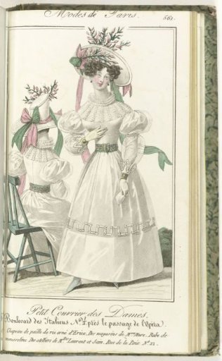 Petit Courrier des Dames, 15 June 1828, No. 561: Rice Straw Hat...
