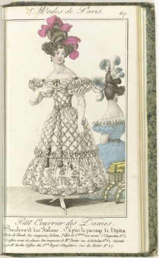 Petit Courrier des Dames, February 15, 1829, No. 617: Blonde dress...