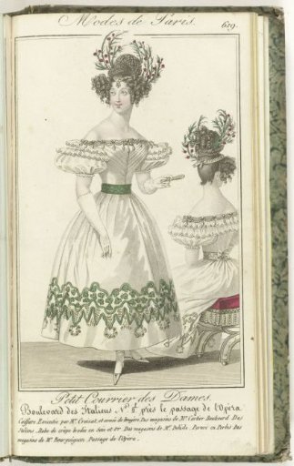Petit Courrier des Dames, February 25, 1829, No. 619: Hairstyle executed by Mr. Croizat...