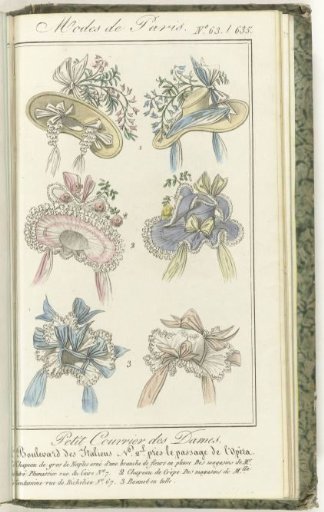 Petit Courrier des Dames, 1829, No. 63/635: Gros de Naples hat...