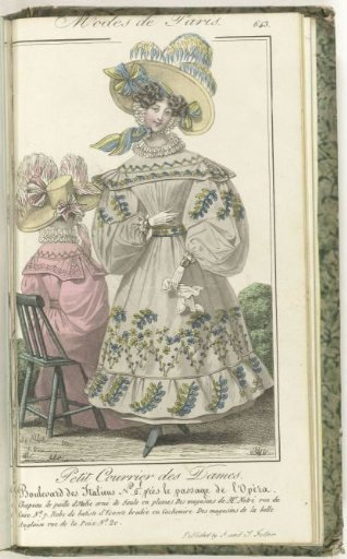Petit Courrier des Dames, June 5, 1829, No. 643: Italian straw hat...