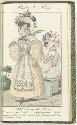 Petit Courrier des Dames, July 20, 1829, No. 653: Rice straw hat...