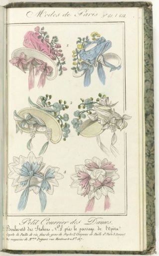 Petit Courrier des Dames, August 10, 1829, No. 65/658: Rice straw hood...