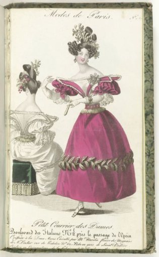 Petit Courrier des Dames, February 5, 1830, No. 699: Dona Maria hairstyle...