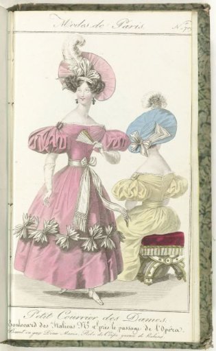 Petit Courrier des Dames, March 20, 1830, No. 709: Dona Maria gauze cap...
