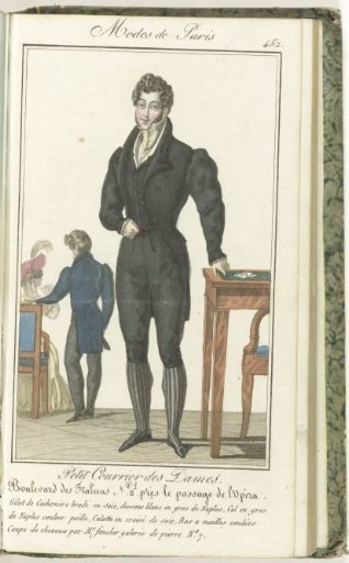 Petit Courrier des Dames, 25 February 1827, No. 452: Cashmere waistcoat embroidered in silk...