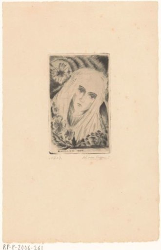 Woman with headscarf among flowers