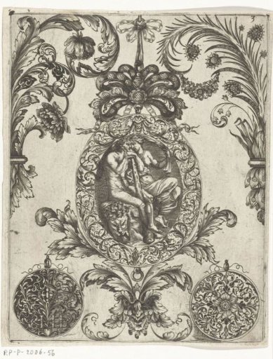 Plant motifs and medallion with mythological representation