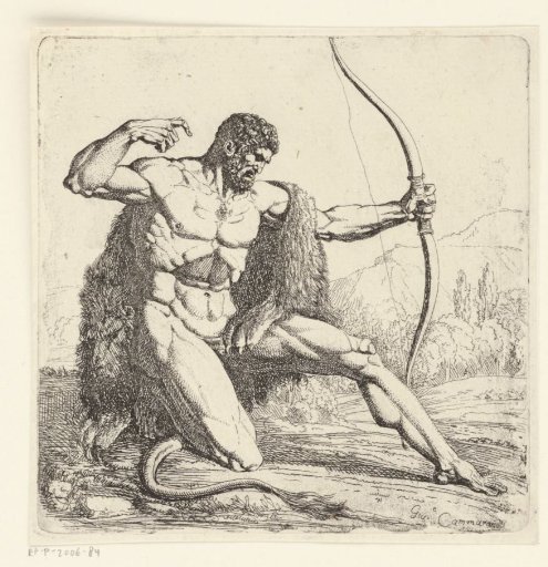 Hercules with lion's skin and bow