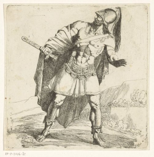 Soldier looking startled over shoulder
