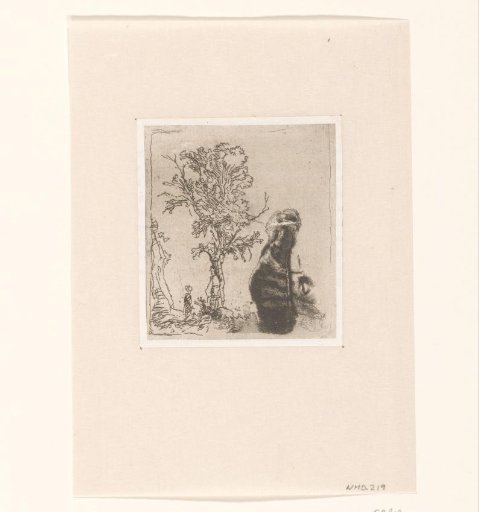 Sheet with two studies: a tree, and the upper part of the head of the artist wearing a velvet cap