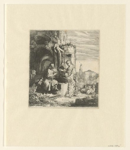Christ and the woman of Samaria among ruins