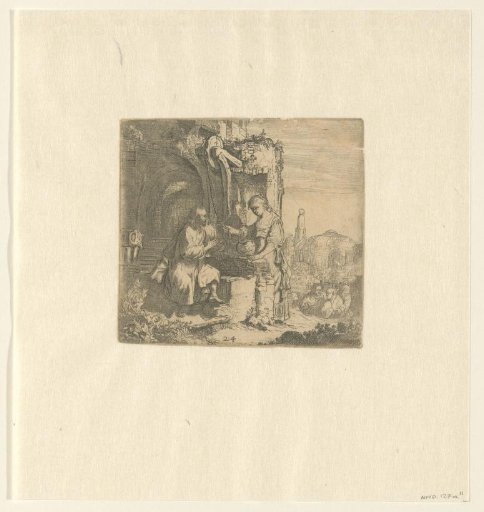 Christ and the woman of Samaria among ruins