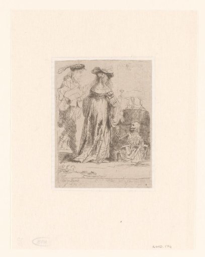 Death appearing to a wedded couple from an open grave