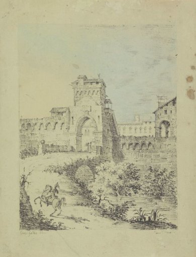 Landscape with city wall