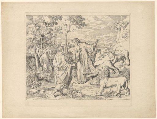 Dante frightened by three beasts