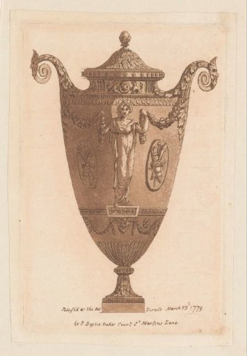 Antique vase with a standing woman