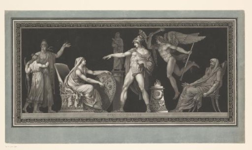Farewell between a Spartan woman and her son
