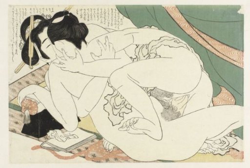Lovers by a mosquito net