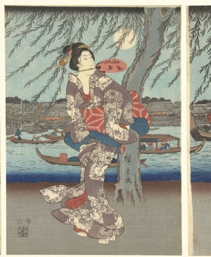 Famous Places in the Eastern Capital: Enjoying an evening breeze at the Ryogoku bridge