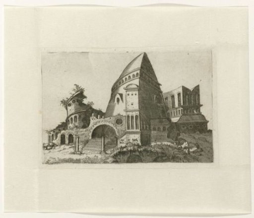Ruin with a pyramid-shaped tower