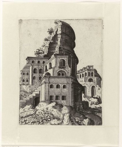 Ruin with a staircase on the left