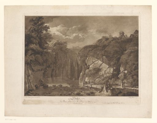 Rocky Landscape with Waterwheel at a Reservoir