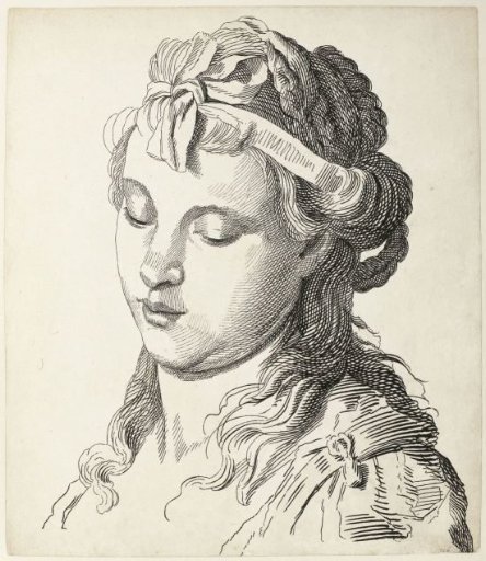 Woman's Head with Bow in Her Hair