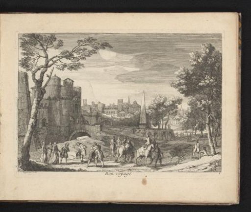 A Parting Traveling Party Before a Castle