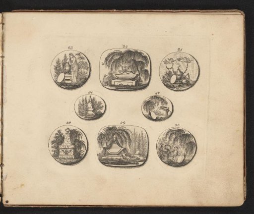 Eight examples of hair medallions and mourning jewelry