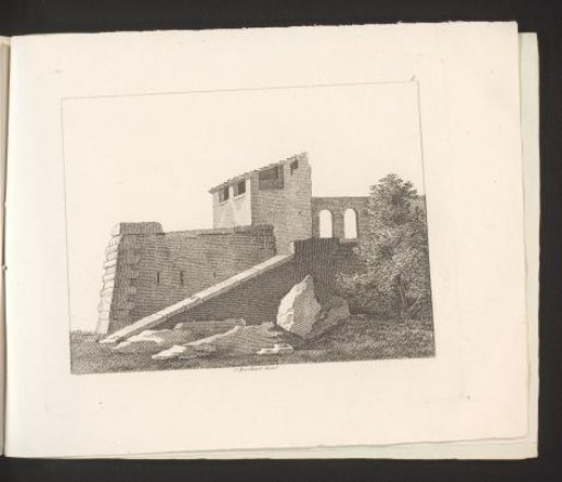 Part of a building with a high wall