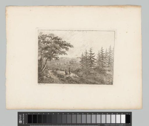 Hilly Landscape with Two Men and Two Cows