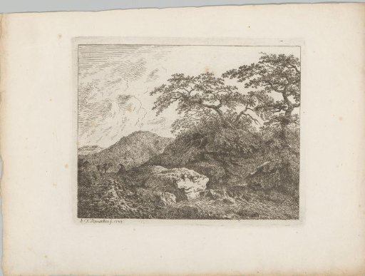 Landscape with Stream and a Man and a Bull in the Background