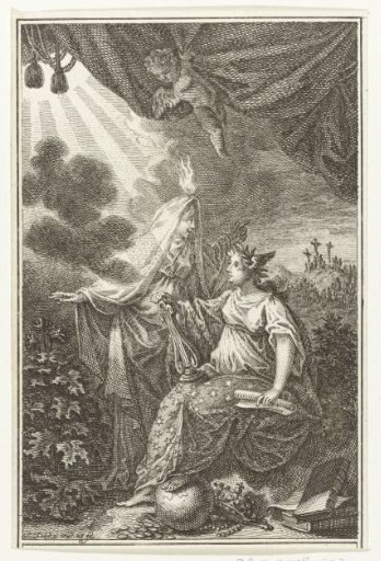 Allegorical figures near the hill of Golgotha
