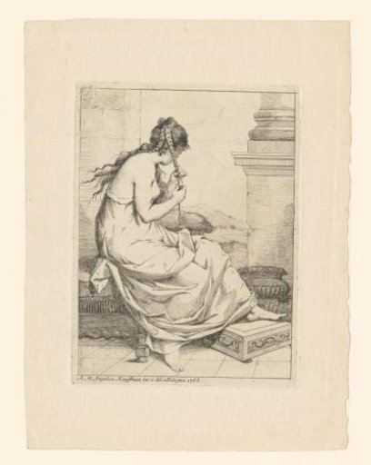 Woman braiding her hair