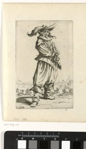 Horseman with a plumed hat, seen from the front