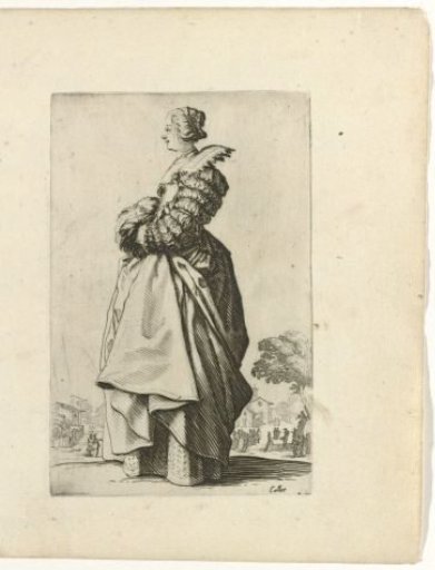 Lady with a cap and muff, facing right