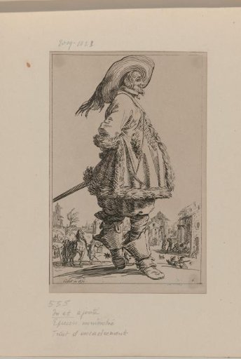 Horseman with plumed hat, facing right