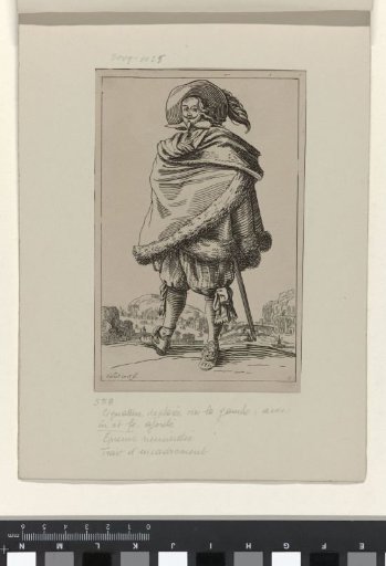 Gentleman with plumed hat and fur cape