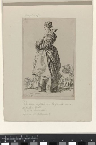 Lady with cap and muff, facing left