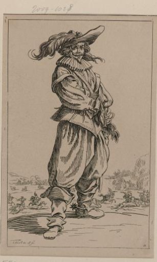 Horseman with plumed hat, grasping his sword