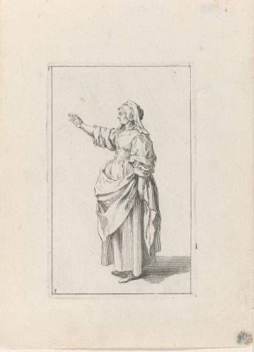 Older woman in working clothes, facing left