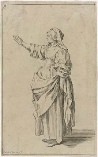 Milkmaid turned to the left, right arm extended