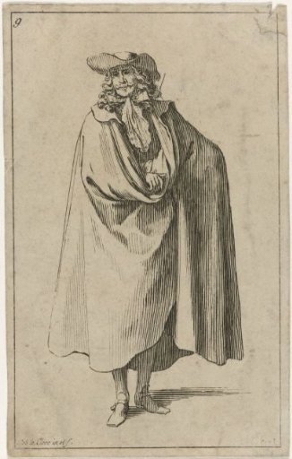 Gentleman in a long cape, seen from the front