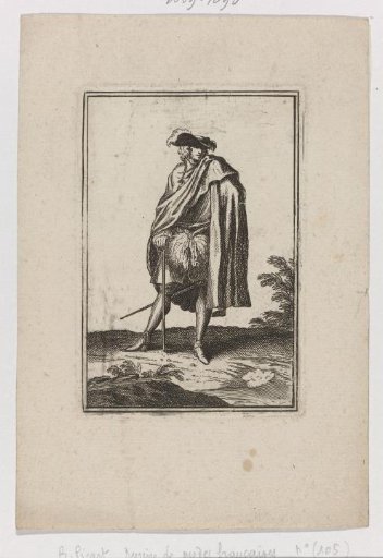 Gentleman with a large muff, sword, and walking stick
