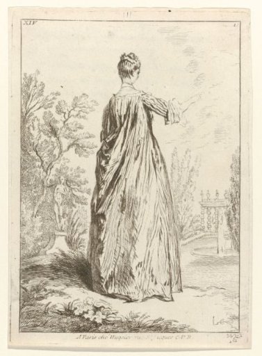 Woman Seen from Behind at an Angle, Standing in a Park